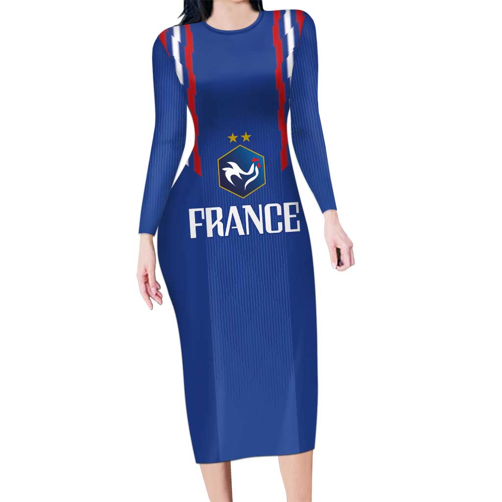 France Football 2024 Go Champion Long Sleeve Bodycon Dress - Wonder Print Shop