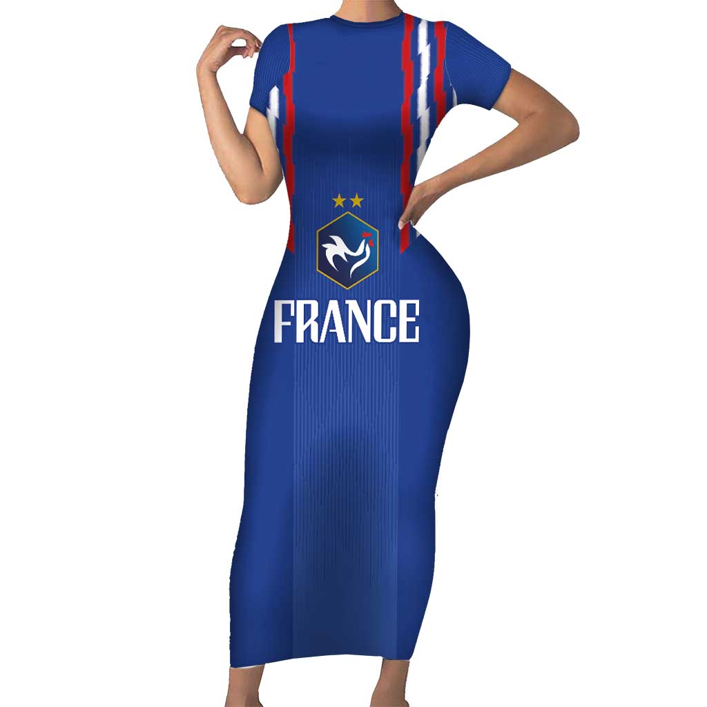 France Football 2024 Go Champion Short Sleeve Bodycon Dress - Wonder Print Shop