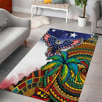Caribbean American Together Area Rug USA Flag Eagle and Coloful Palm Tree - Wonder Print Shop