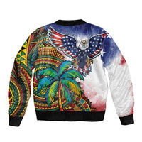 Caribbean American Together Bomber Jacket USA Flag Eagle and Coloful Palm Tree - Wonder Print Shop