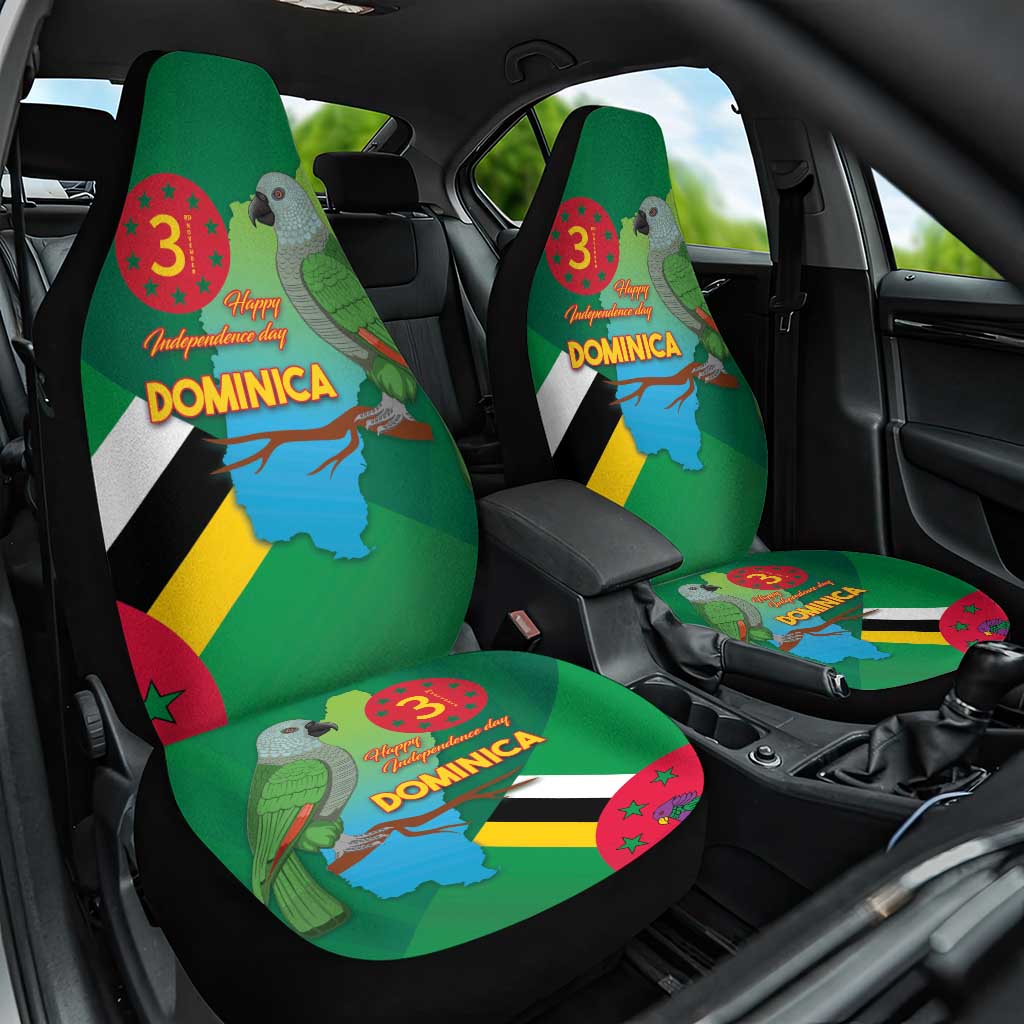 Dominica Independence Day Car Seat Cover Imperial Amazon With National Flag and Map - Wonder Print Shop