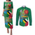 Dominica Independence Day Couples Matching Puletasi and Long Sleeve Button Shirt Imperial Amazon With National Flag and Map - Wonder Print Shop