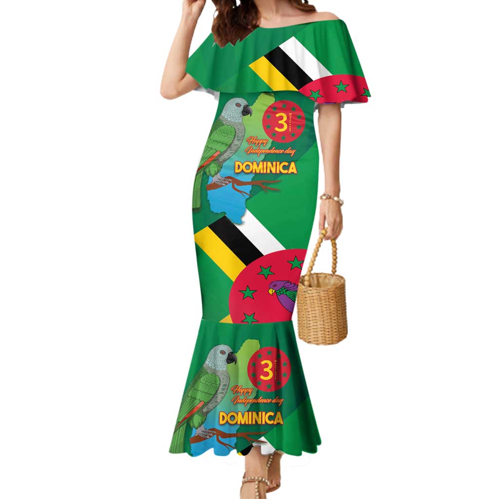 Dominica Independence Day Mermaid Dress Imperial Amazon With National Flag and Map - Wonder Print Shop