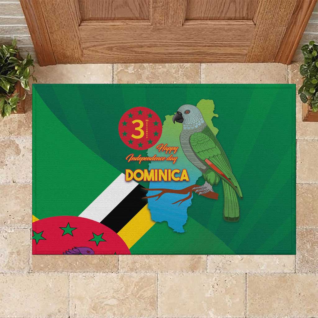 Dominica Independence Day Rubber Doormat Imperial Amazon With National Flag and Map - Wonder Print Shop