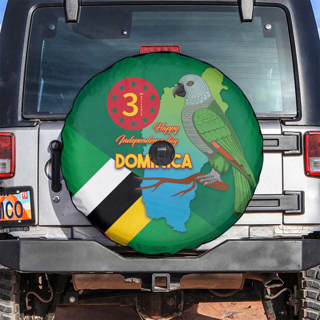 Dominica Independence Day Spare Tire Cover Imperial Amazon With National Flag and Map - Wonder Print Shop