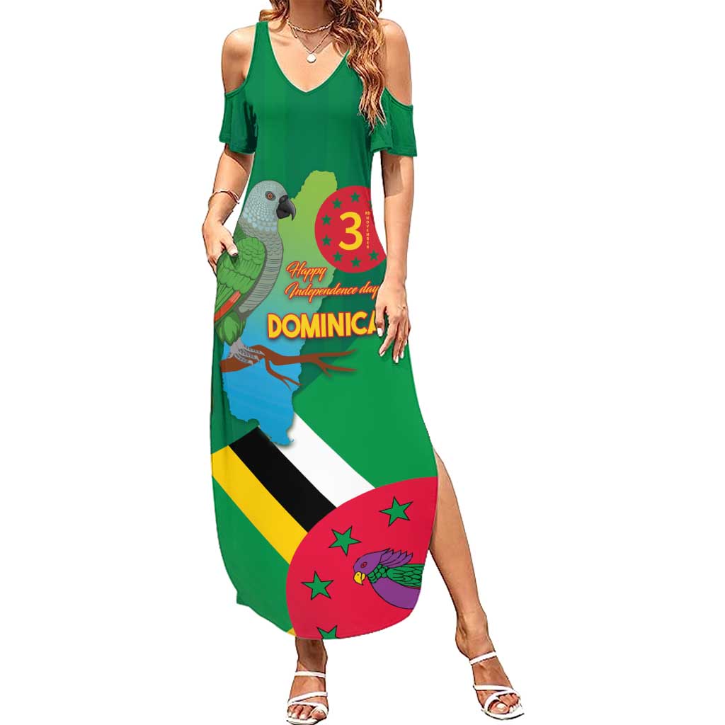 Dominica Independence Day Summer Maxi Dress Imperial Amazon With National Flag and Map - Wonder Print Shop