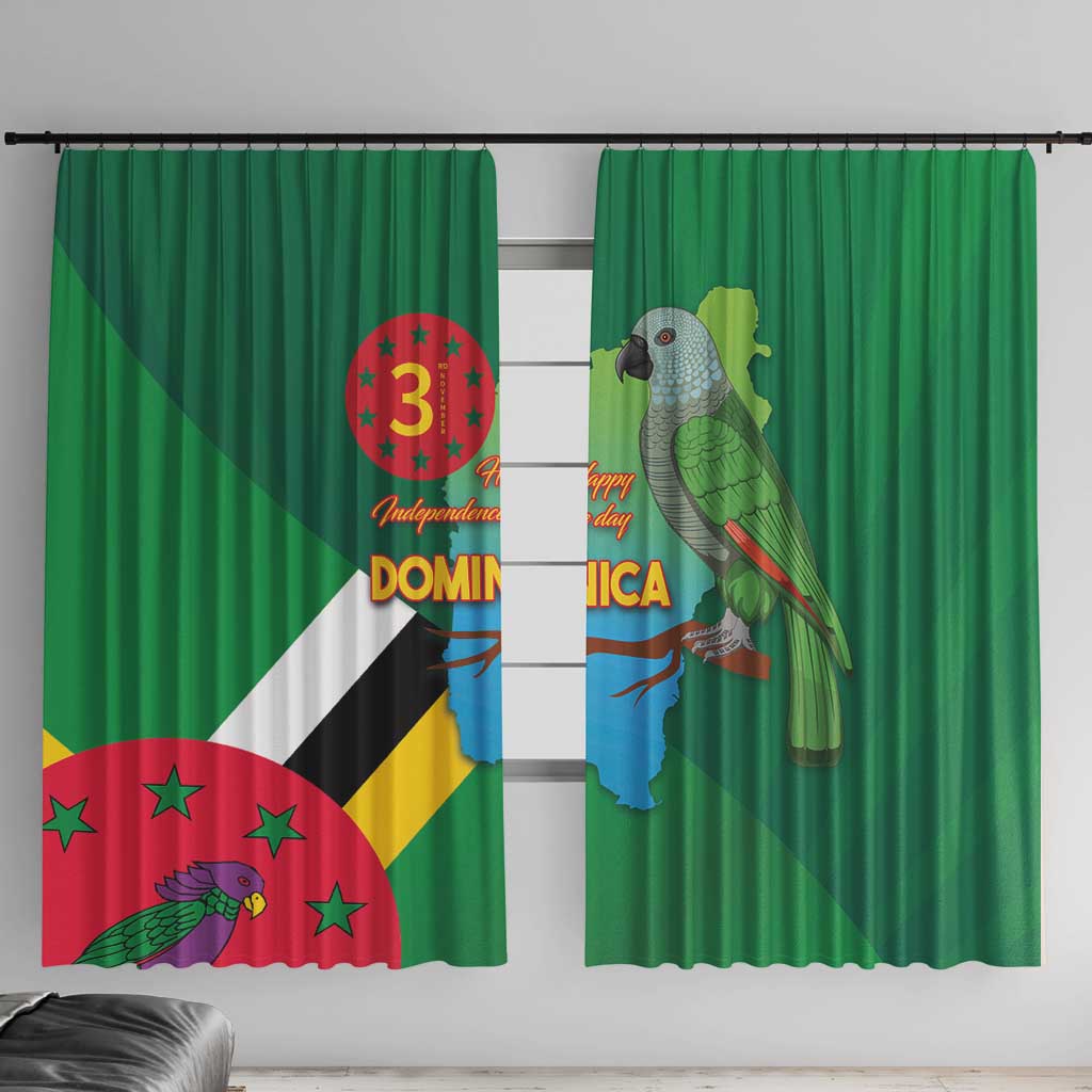 Dominica Independence Day Window Curtain Imperial Amazon With National Flag and Map - Wonder Print Shop