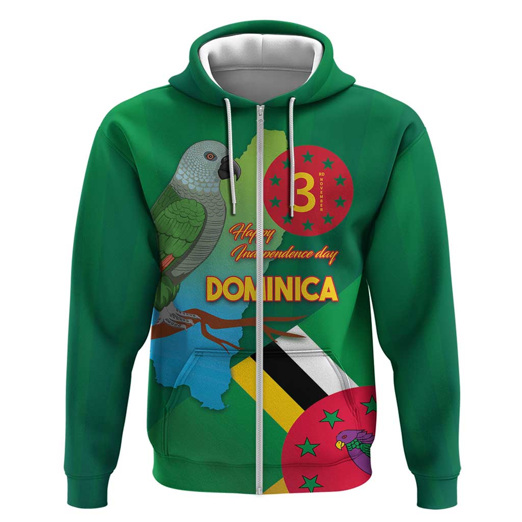 Dominica Independence Day Zip Hoodie Imperial Amazon With National Flag and Map - Wonder Print Shop