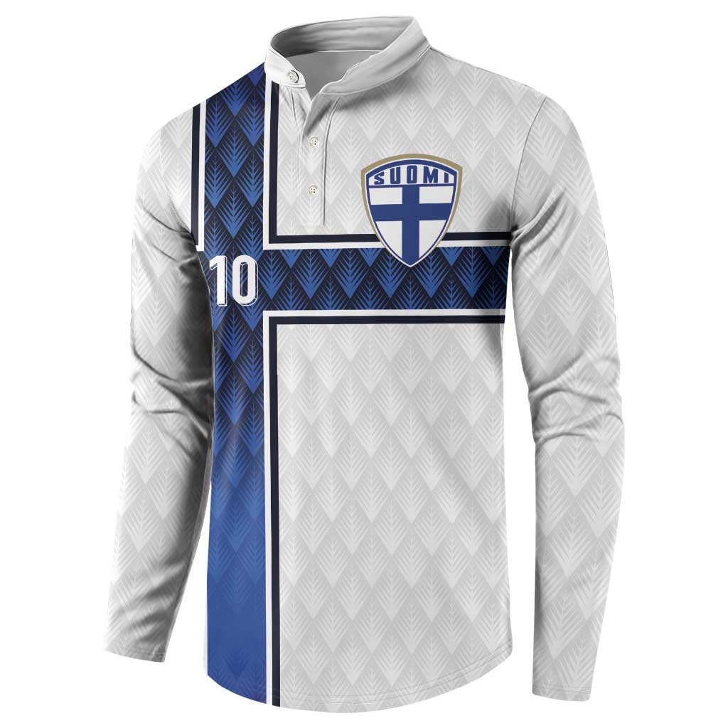 Custom Finland National Football Button Sweatshirt Pine Trees with Diamond Shapes - Wonder Print Shop
