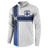 Custom Finland National Football Button Sweatshirt Pine Trees with Diamond Shapes - Wonder Print Shop