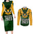 South Africa Rugby Couples Matching Long Sleeve Bodycon Dress and Long Sleeve Button Shirt Springbok Mascot History Champion World Rugby 2023 - Wonder Print Shop