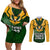 South Africa Rugby Couples Matching Off Shoulder Short Dress and Long Sleeve Button Shirt Springbok Mascot History Champion World Rugby 2023 - Wonder Print Shop