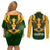 South Africa Rugby Couples Matching Off Shoulder Short Dress and Long Sleeve Button Shirt Springbok Mascot History Champion World Rugby 2023 - Wonder Print Shop