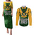 South Africa Rugby Couples Matching Puletasi Dress and Long Sleeve Button Shirt Springbok Mascot History Champion World Rugby 2023 - Wonder Print Shop