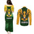 South Africa Rugby Couples Matching Puletasi Dress and Long Sleeve Button Shirt Springbok Mascot History Champion World Rugby 2023 - Wonder Print Shop