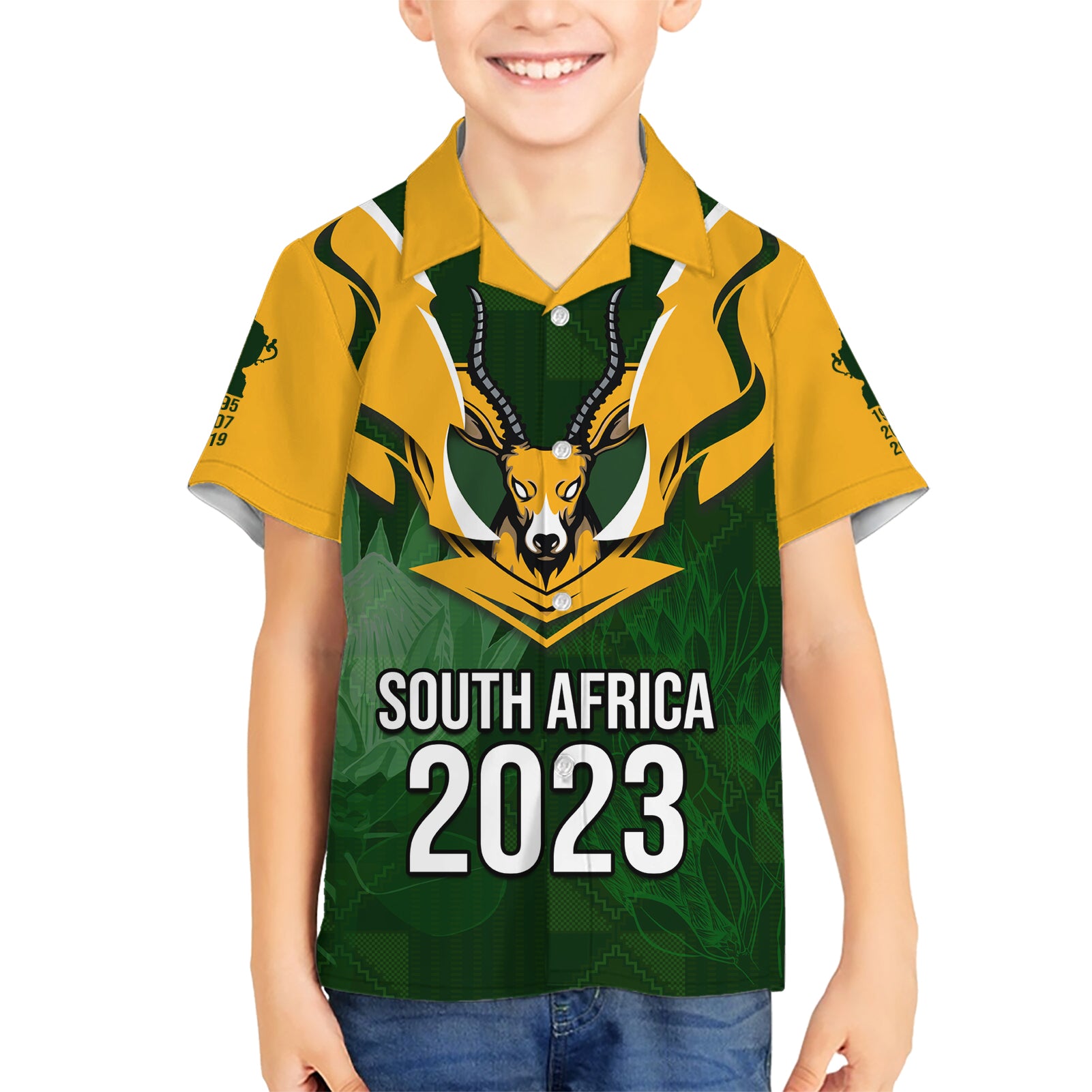 South Africa Rugby Kid Hawaiian Shirt Springbok Mascot History Champion World Rugby 2023 - Wonder Print Shop