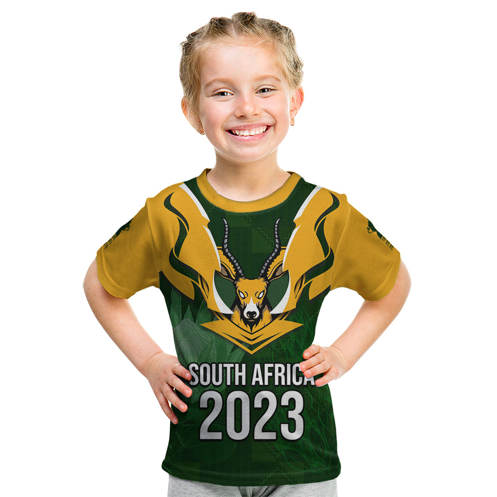 South Africa Rugby Kid T Shirt Springbok Mascot History Champion World Rugby 2023 - Wonder Print Shop