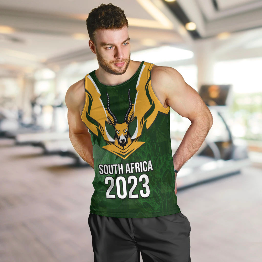 South Africa Rugby Men Tank Top Springbok Mascot History Champion World Rugby 2023 - Wonder Print Shop