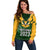 South Africa Rugby Off Shoulder Sweater Springbok Mascot History Champion World Rugby 2023 - Wonder Print Shop