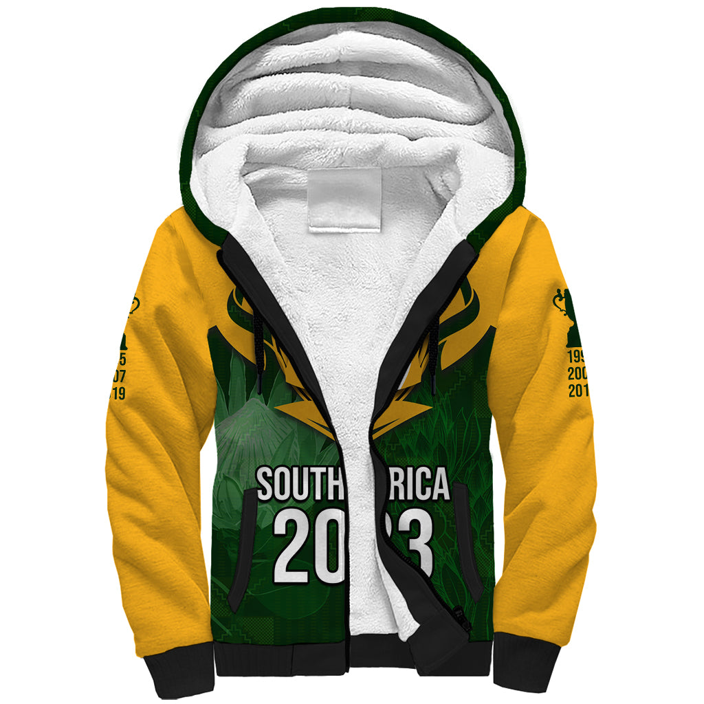 South Africa Rugby Sherpa Hoodie Springbok Mascot History Champion World Rugby 2023 - Wonder Print Shop