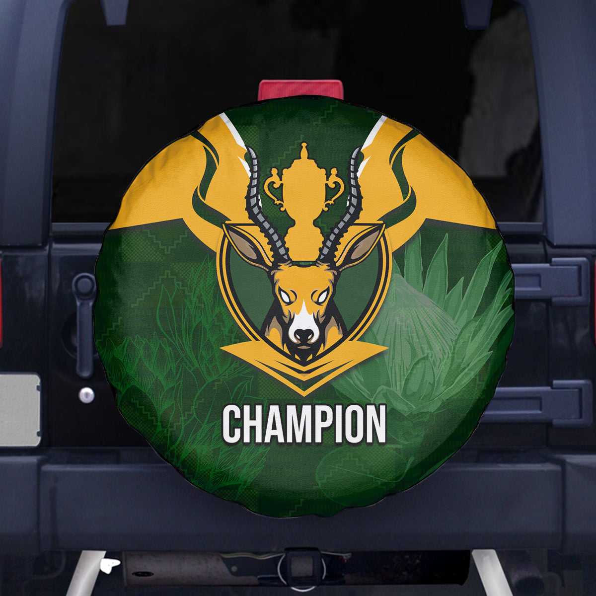 South Africa Rugby Spare Tire Cover Springbok Mascot History Champion World Rugby 2023 - Wonder Print Shop