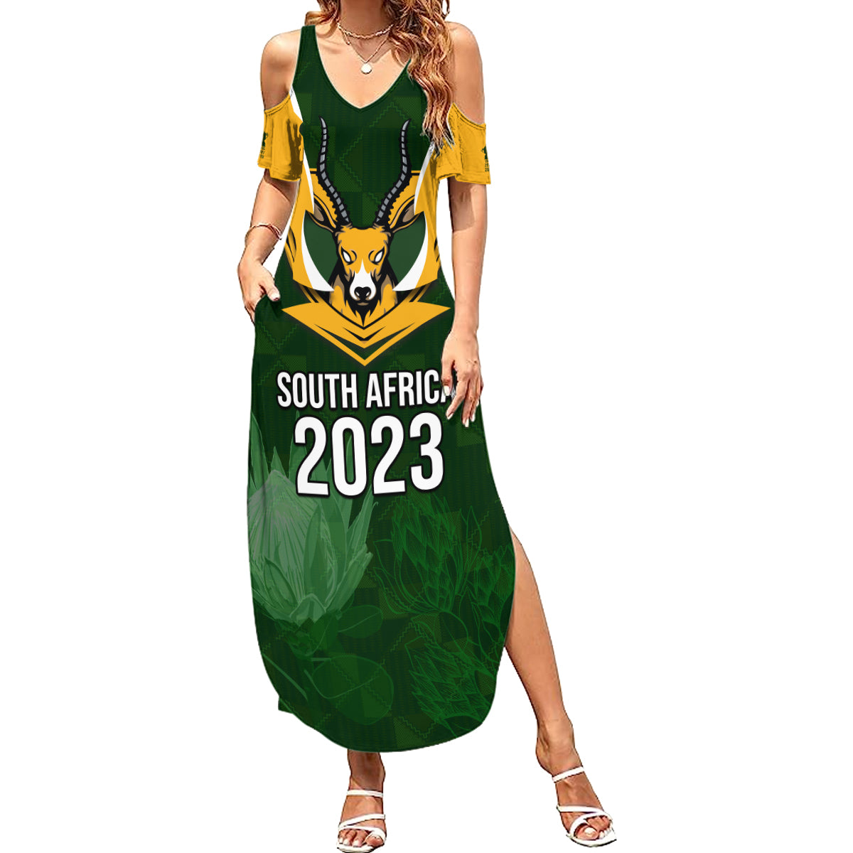 South Africa Rugby Summer Maxi Dress Springbok Mascot History Champion World Rugby 2023 - Wonder Print Shop