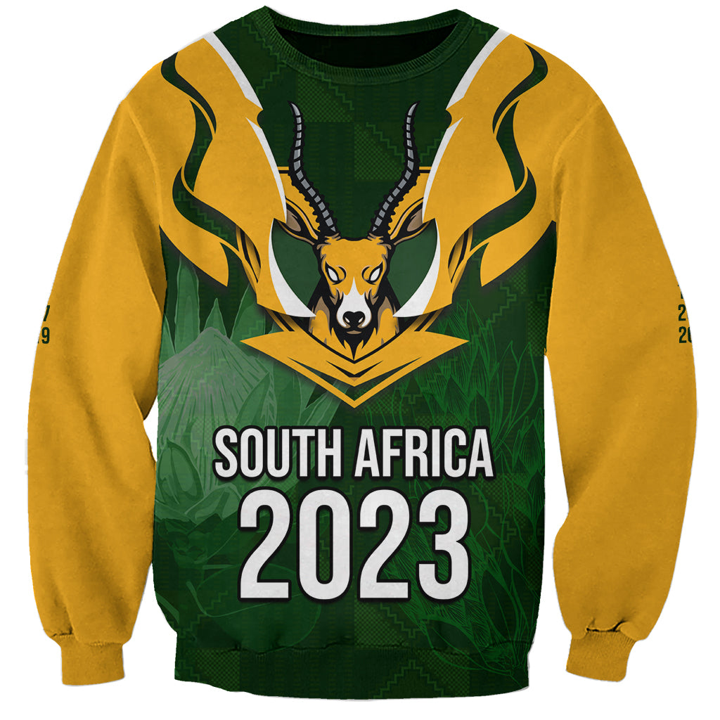 South Africa Rugby Sweatshirt Springbok Mascot History Champion World Rugby 2023 - Wonder Print Shop