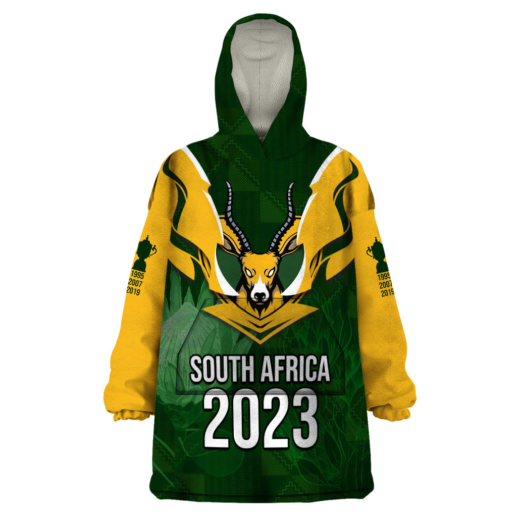 South Africa Rugby Wearable Blanket Hoodie Springbok Mascot History Champion World Rugby 2023 - Wonder Print Shop