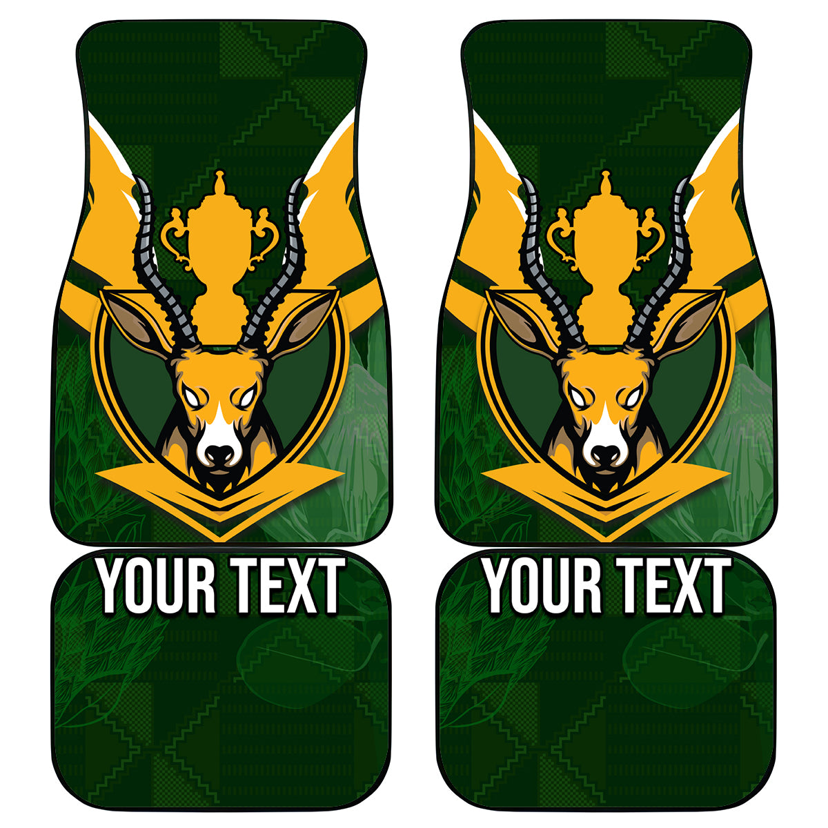 Personalised South Africa Rugby Car Mats Springbok Mascot History Champion World Rugby 2023 - Wonder Print Shop