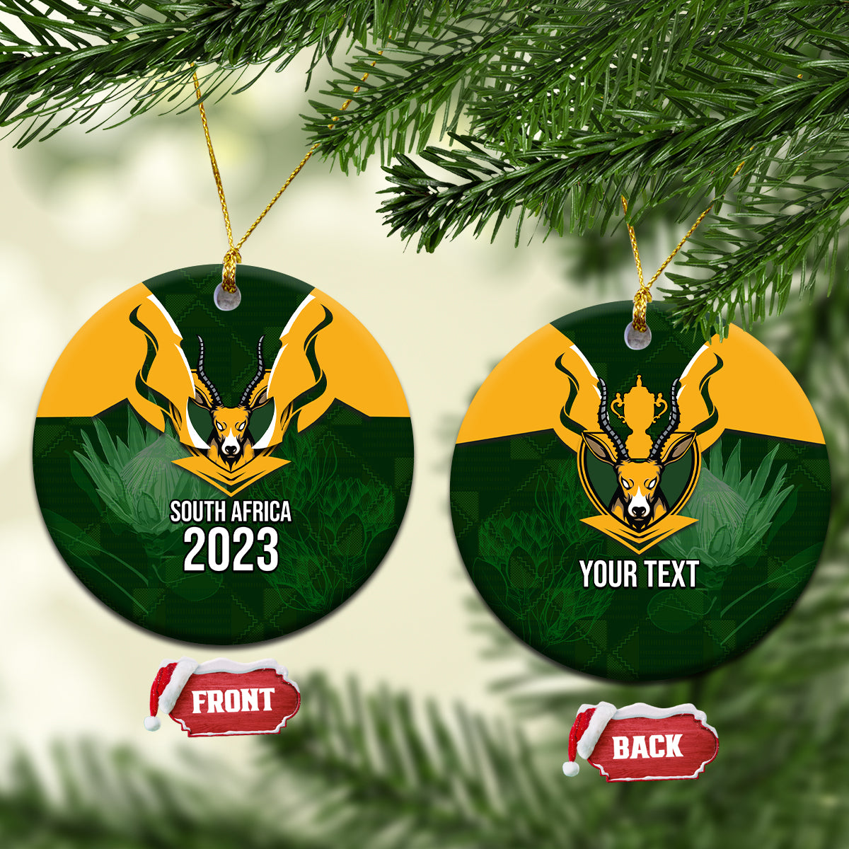 Personalised South Africa Rugby Ceramic Ornament Springbok Mascot History Champion World Rugby 2023 - Wonder Print Shop