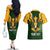 Personalised South Africa Rugby Couples Matching Off The Shoulder Long Sleeve Dress and Hawaiian Shirt Springbok Mascot History Champion World Rugby 2023 - Wonder Print Shop