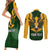 Personalised South Africa Rugby Couples Matching Short Sleeve Bodycon Dress and Long Sleeve Button Shirt Springbok Mascot History Champion World Rugby 2023 - Wonder Print Shop