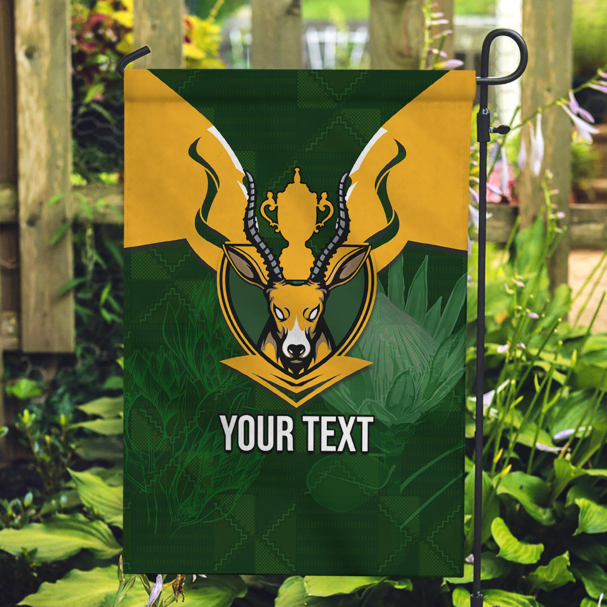 Personalised South Africa Rugby Garden Flag Springbok Mascot History Champion World Rugby 2023 - Wonder Print Shop