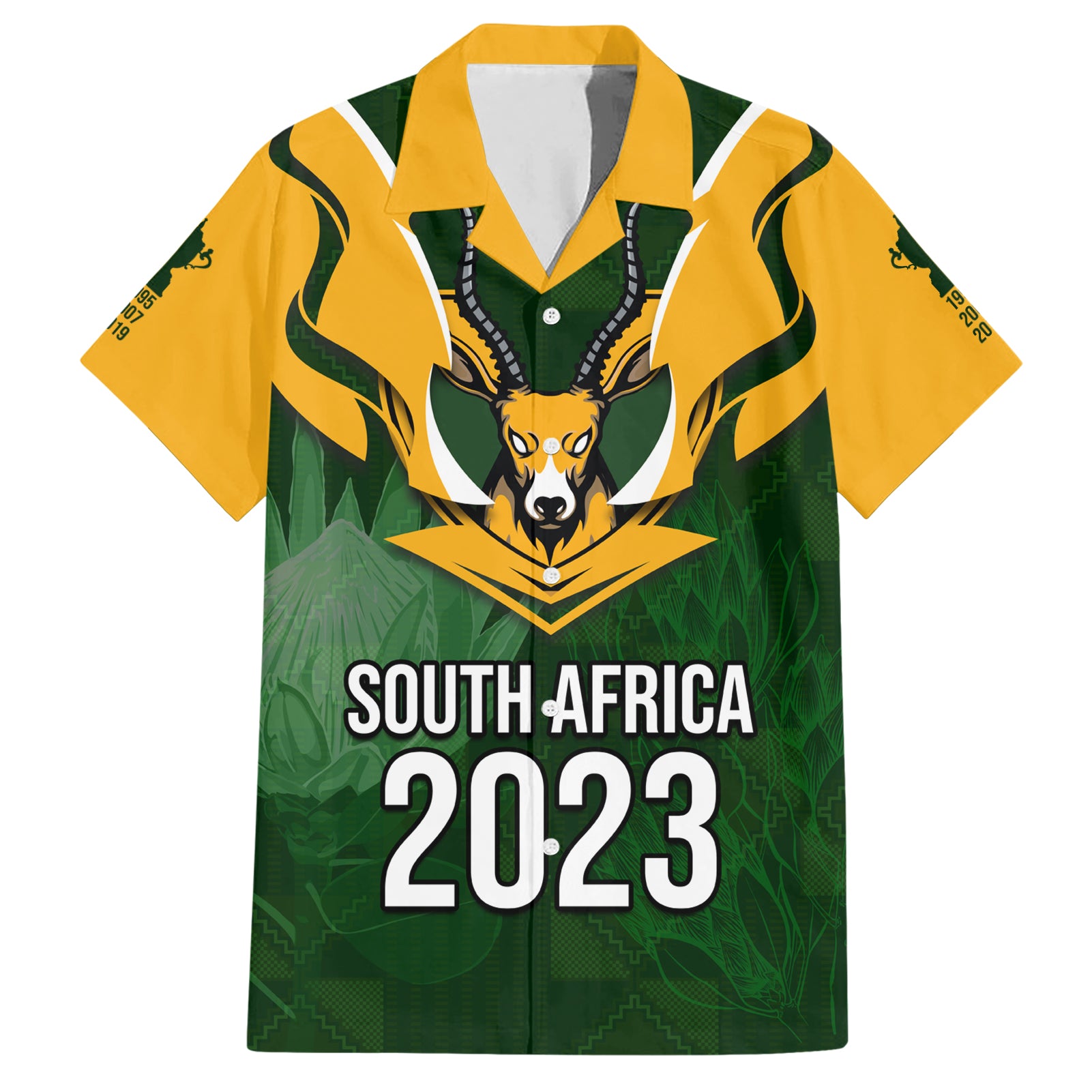 Personalised South Africa Rugby Hawaiian Shirt Springbok Mascot History Champion World Rugby 2023 - Wonder Print Shop