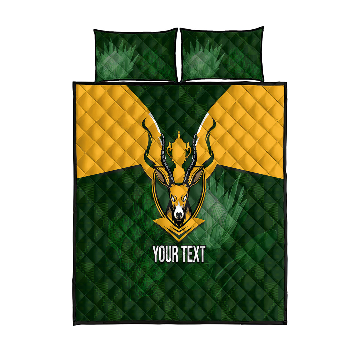 Personalised South Africa Rugby Quilt Bed Set Springbok Mascot History Champion World Rugby 2023 - Wonder Print Shop