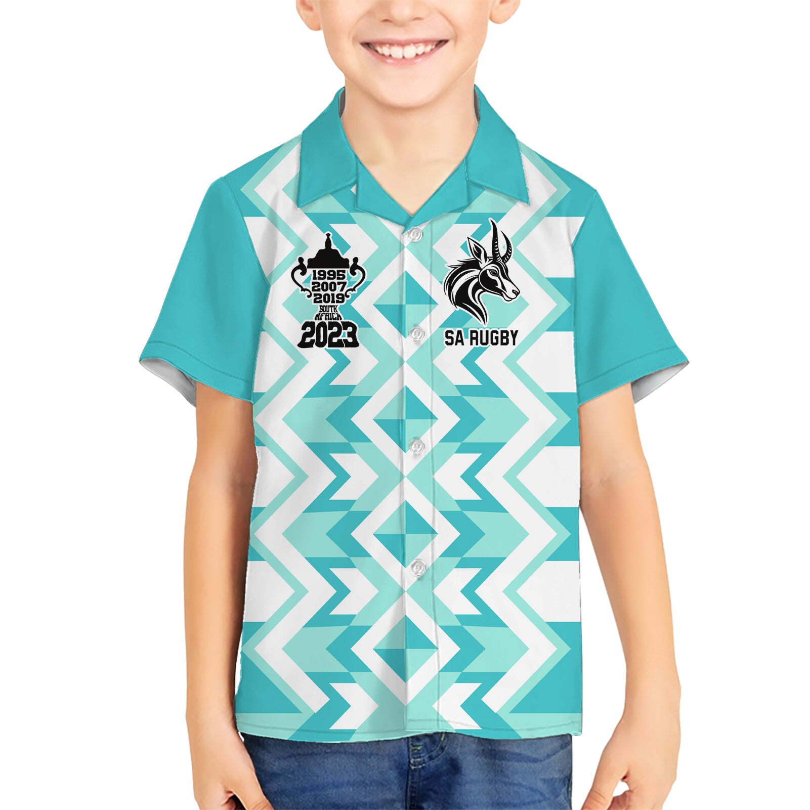 South Africa Rugby Kid Hawaiian Shirt Commemorative World Cup Winners 2023 - Wonder Print Shop