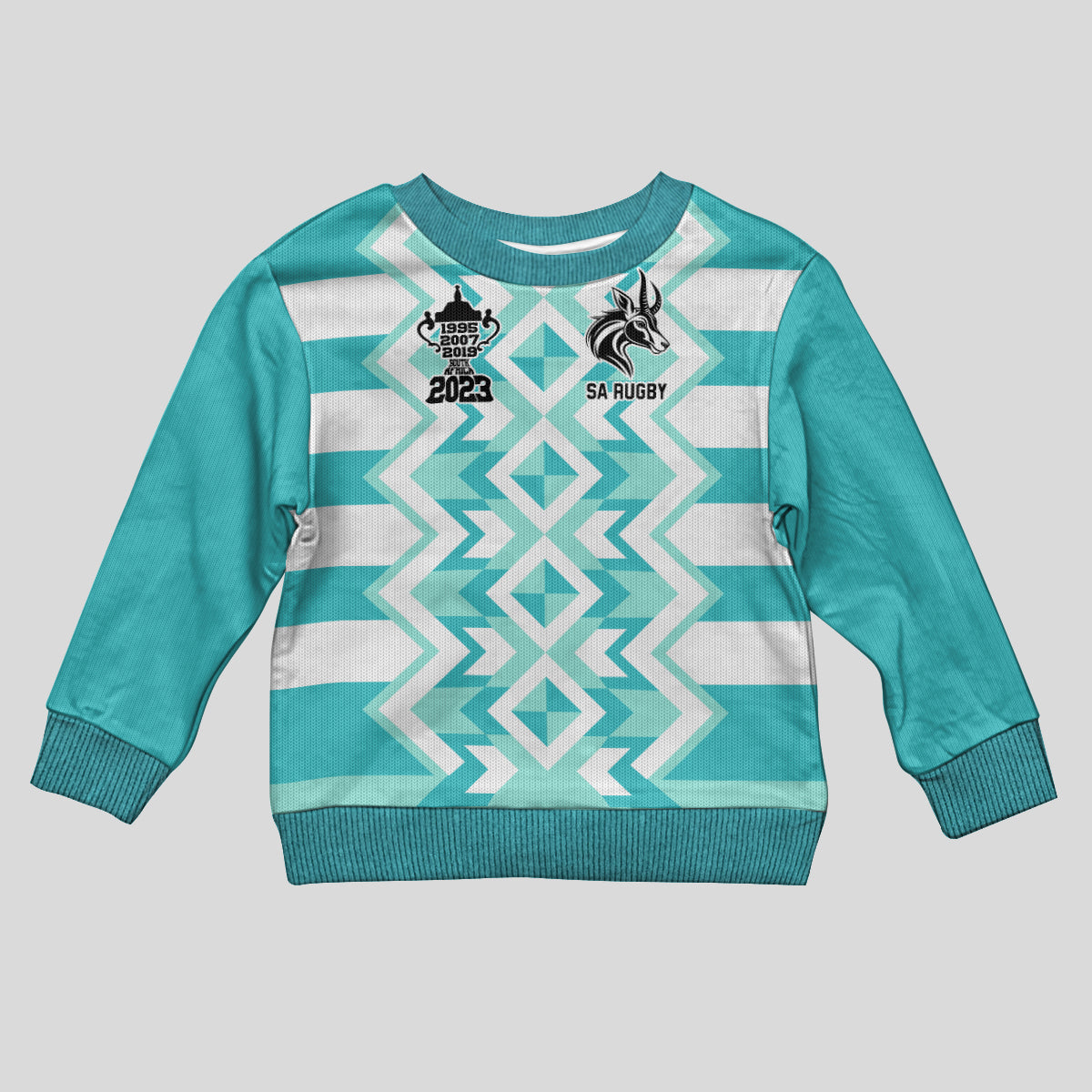 South Africa Rugby Kid Ugly Christmas Sweater Commemorative World Cup Winners 2023 - Wonder Print Shop