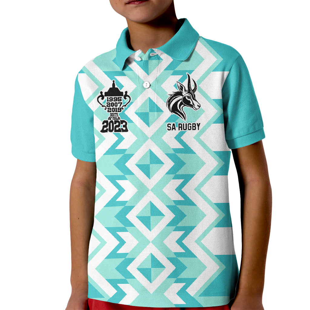 South Africa Rugby Kid Polo Shirt Commemorative World Cup Winners 2023 - Wonder Print Shop