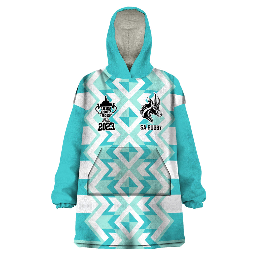 South Africa Rugby Wearable Blanket Hoodie Commemorative World Cup Winners 2023 - Wonder Print Shop