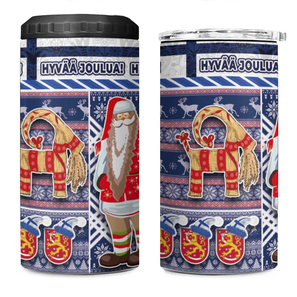 Yule Goat Joulupukki Finnish Christmas 4 in 1 Can Cooler Tumbler Scandinavian Pattern - Wonder Print Shop