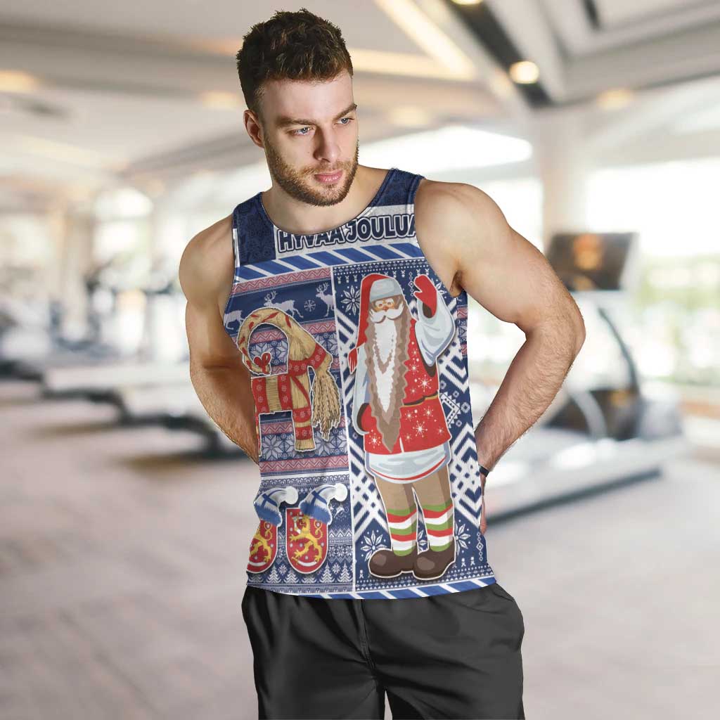 Yule Goat Joulupukki Finnish Christmas Men Tank Top Scandinavian Pattern - Wonder Print Shop