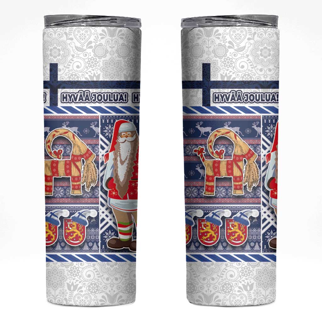 Yule Goat Joulupukki Finnish Christmas Skinny Tumbler Scandinavian Pattern - Wonder Print Shop