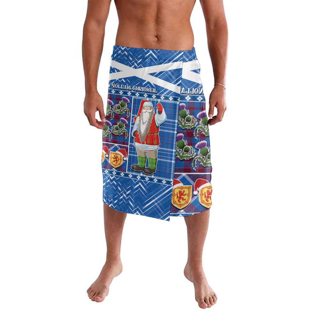 Blue Santa and tartan patterned shorts with elastic waistband