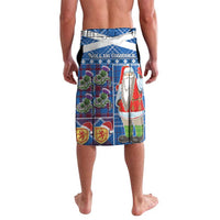 Blue Christmas tartan shorts with drawstring waistband and Santa graphic
