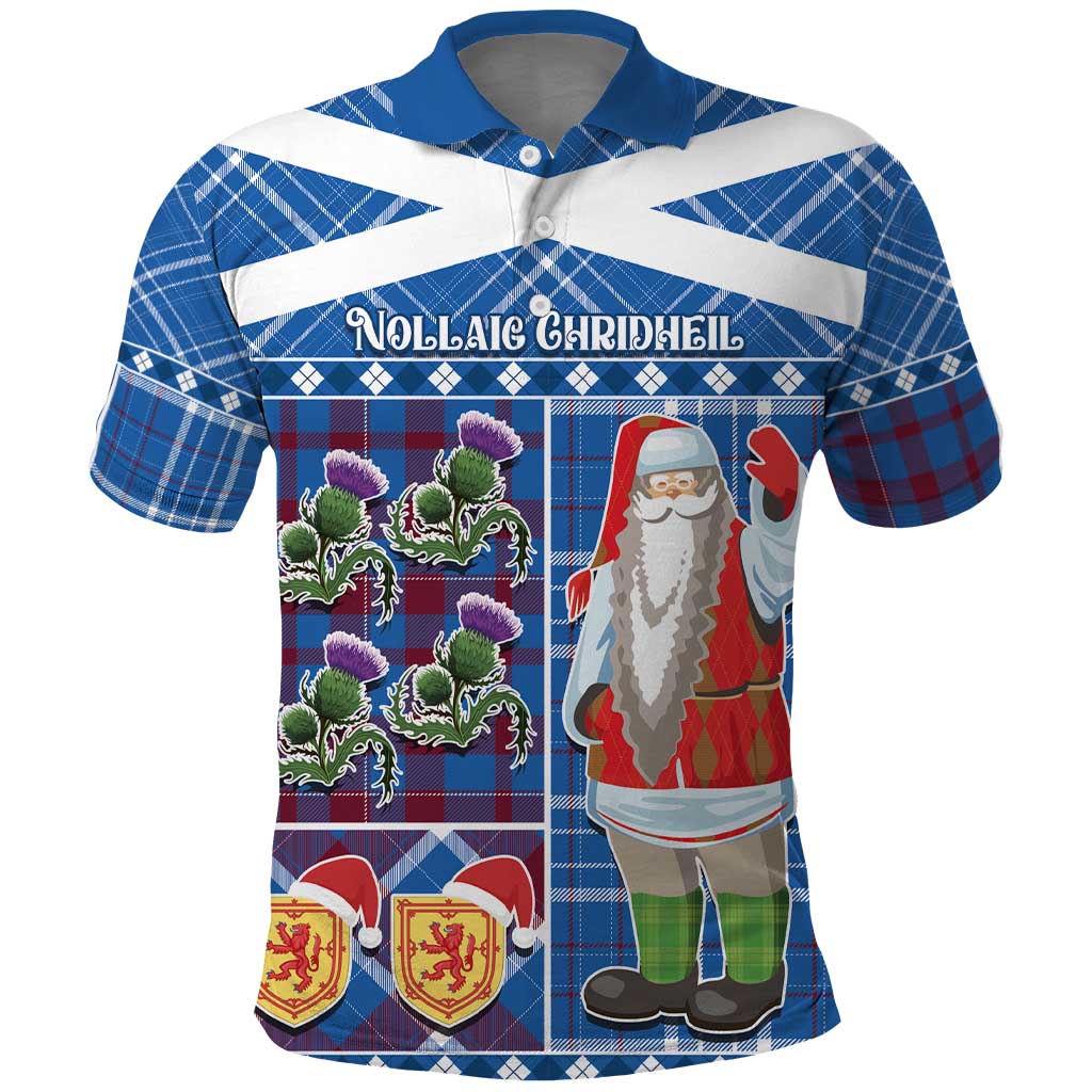 Santa Claus Thistle Scottish Christmas Polo Shirt Tartan Pattern - Wonder Print Shop