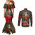 Santa and Higland Cows Scottish Christmas Couples Matching Mermaid Dress and Long Sleeve Button Shirt Tartan Pattern