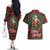 Santa and Higland Cows Scottish Christmas Couples Matching Off The Shoulder Long Sleeve Dress and Hawaiian Shirt Tartan Pattern - Wonder Print Shop