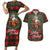 Santa and Higland Cows Scottish Christmas Couples Matching Short Sleeve Bodycon Dress and Hawaiian Shirt Tartan Pattern - Wonder Print Shop