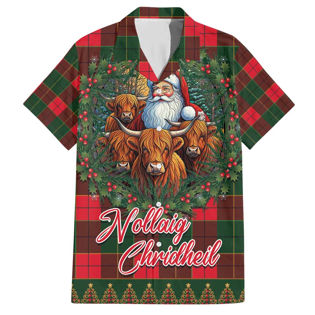 Santa and Higland Cows Scottish Christmas Hawaiian Shirt Tartan Pattern - Wonder Print Shop