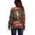 Santa and Higland Cows Scottish Christmas Off Shoulder Sweater Tartan Pattern - Wonder Print Shop